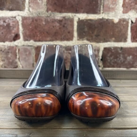 Crocs Cap Toe Tortoise Ballet Flats Brown Slip On Comfort Women's Size 7 - Picture 3 of 9